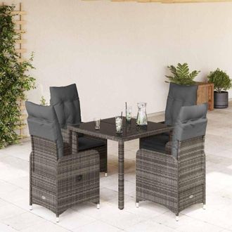 vidaXL Vidaxl - Set Bistrò da Giardino 5 pz con Cuscini in Polyrattan Grigio