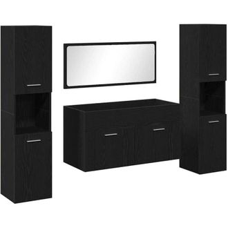 vidaXL Conjunto De Muebles De Ba&ntilde;o 4 Pcs Roble Negro 41 X 38.5 X 46 Cm Vidaxl