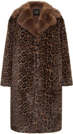 Cesare Gaspari Elegante Luipaardprint Imitatiebontjas Ivy - Dames - Mantel - Bruin - XL - Polyester - Jassen