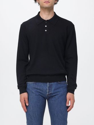 A.P.C. A. P.C. Polo in maglia di lana merino a maniche lunghe con colletto a costine