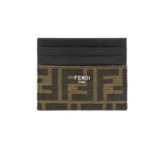 Fendi Accessoires, Heren, Bruin, ONE Size, Katoen, FF Jacquard Kaarthouder