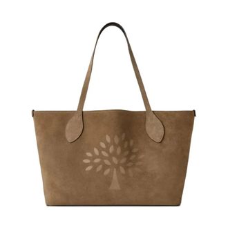 Mulberry Tote Bags, female, Beige, Size: ONE SIZE Suede Tree Tote