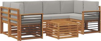 vidaXL Conjunto De Sof&aacute;s De Exterior 7 Uds. Gris Natural Y Claro Vidaxl