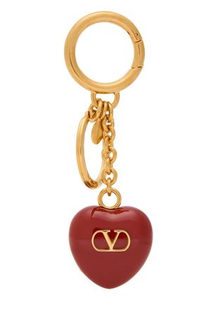 Valentino Garavani Vlogo Heart Enamelled Keyring - Red - One Size