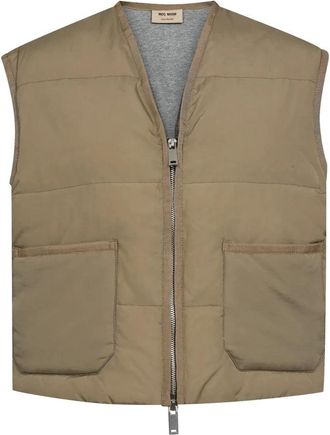 Mos Mosh Donsvest met V-hals en zakken - Dames - Bodywarmers - Groen - S - Katoen - Jassen