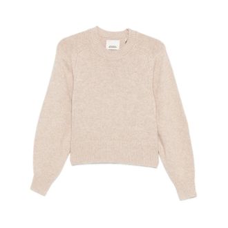 Isabel Marant Isabel Marant, Round-neck Knitwear, female, Beige, Size: S Beige Wool Blend Sweater with Round Neck