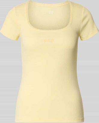 GAP T-Shirt mit Logo-Stitching in Hellgelb, Gr&ouml;&szlig;e XS