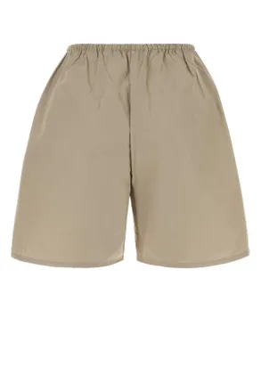 Miu Miu Womens Sand Poplin Bermuda Shorts Calce Exterior : Cotton Polyester Pantaloni Trousers