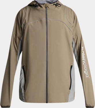 Balenciaga Logo Zip-Front Hooded Jacket
