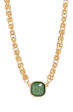 Nordstrom Faceted Stone Pendant Necklace in Seafoam- Gold at Nordstrom