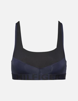 Tommy Hilfiger Womens Bold Microfiber Bralette, Black / Navy Blazer - Size: 10/8/10