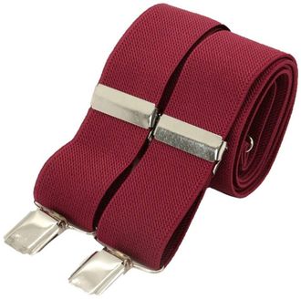 Generic David Van Hagen Mens Standard 35mm Braces - Burgundy/Silver