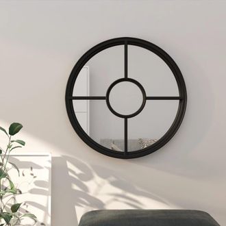 Berkfield Home Mirror Black 60x4 cm Iron Round for Indoor Use