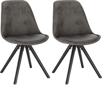Woltu Lot De 2 Chaisess De Salle &Agrave; Manger Woltu, Chaises De Cuisine, Si&egrave;ge En Tissu Scientifique, Pieds En Bois Massif, Anthracite