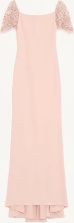 Valentino Abito Lungo In Cady Couture Ricamato Donna ROSA 36