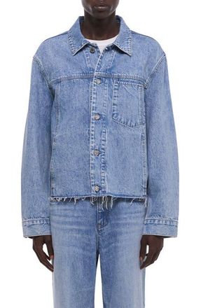 Helmut Lang Brooklyn Raw Hem Denim Trucker Jacket in Vintage Blue Wash at Nordstrom, Size Xx-Large