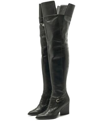 Ferragamo sculpted block-heel boots - women - Calf Leather/Calf Leather/Calf Leather/Rubber - 40 - Black