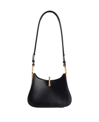 Paco Rabanne Curved Leather Shoulder Bag With Gold Accents