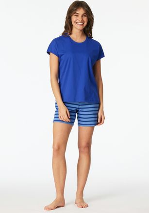 Schiesser Shorty SCHIESSER Casual Essentials, Damen, Gr. 36, 819, blau, Single Jersey, Obermaterial: 100% Baumwolle, Basic kurz, Rundhals, Homewear-Sets Shorty,