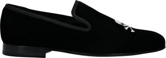 Philipp Plein Velvet Loafers Embroidery Skull - Heren - Loafers - Zwart - 44 EU - Leer - Schoenen