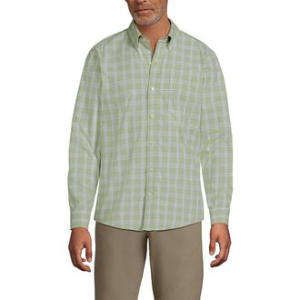 Lands End Traditional Fit No Iron Twill Shirt in Light Stone Green Plaid at Nordstrom, Size Xx-Large