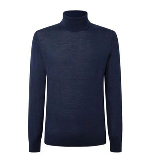 Hackett Maglione in seta e lana merino - - Knitwear - Uomo - Blu - M