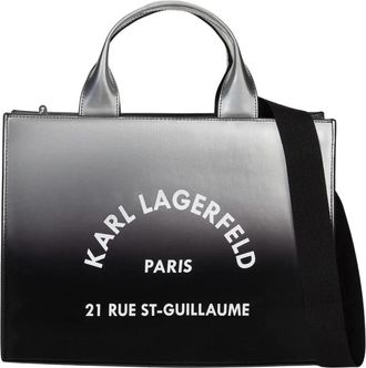 Karl Lagerfeld Rue St-Guillaume Medium Square Tote - Dames - Shoppers - Zwart - ONE Size - Katoen - Tassen