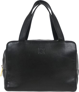 Loewe Anagram Handbag Leather Black Leather Handbag (Pre-Owned)