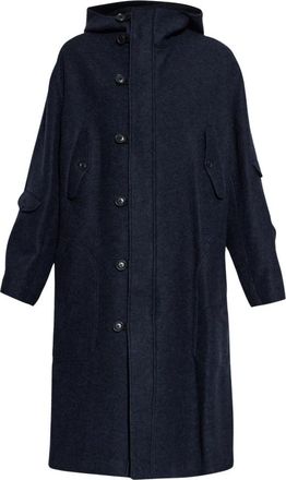 Yohji Yamamoto Woljas Met Capuchon - Heren - Mantel - Blauw - S - Wol - Jassen