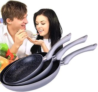 Trade Shop Trade Shop Traesio - Set 3 Padelle Royalty 3 Misure Antiaderente Utilizzabili Su Ogni Piano Cottura