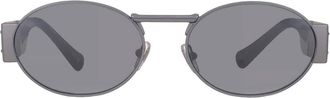 Versace Grey Mirror Silver Oval Unisex Sunglasses VE2264 10016G 56