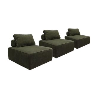 Sweeek Sof&aacute; modular de pana, 3 plazas, verde oscuro