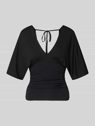 Gina Tricot Bluse aus Viskose-Mix mit V-Ausschnitt in Black, Gr&ouml;&szlig;e XL