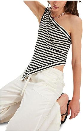 Free People Knot My Vibe Top Womens Clothing Black Combo : LG (Womens 12-14), Cotton/Elastane/Lyocell