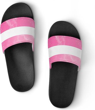 Generic Trans Flag LGBTQ G-alaxy Shower Shoes Slipper for Women Men Beach Slippers Quick Drying Non Slip Open-Toe Sandals
