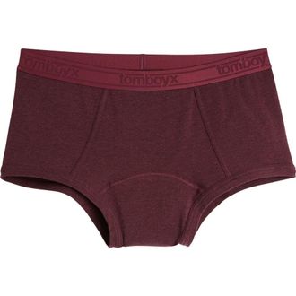 TomboyX First Line Stretch Cotton Period Boyshorts in Black Cherry Heather at Nordstrom, Size X-Large