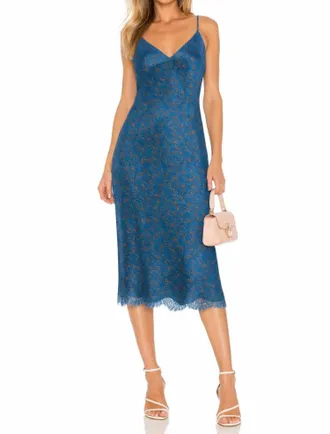 Gold Hawk Chloe Silk Slip Dress In Blue
