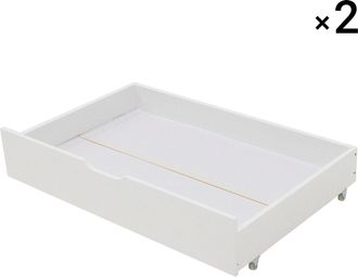 Happy Garden Juego de 2 cajones blancos para guardar bajo la cama 190x90cm