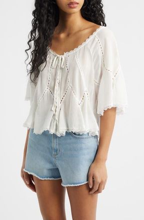 Free People Michelle Lace Trim Top in Clean Ivory at Nordstrom, Size X-Small