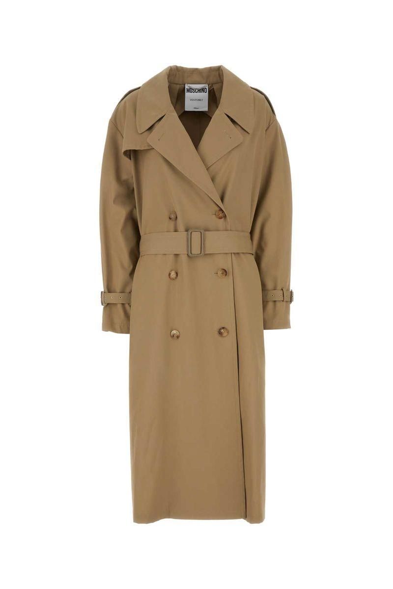 【関税＆送料込み】Moschino Beige Cotton Blend Trench Coat MOSCHINO JEANS Chain link-detail Trench Coat | Neutrals