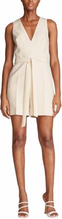 Halston Heritage Jordan V Neck Romper In Buff