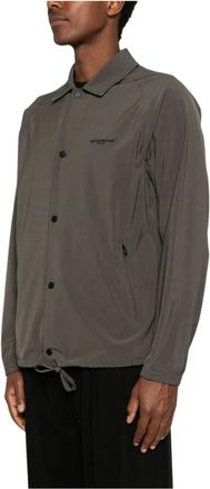 Emporio Armani Light Jackets, male, Brown, Size: 2XL Nylon Blouson with Logo Embroidery