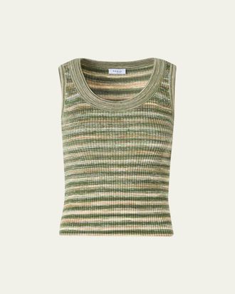 Akris Scoop-Neck Space Dye Merino Wool Rib Tank Top