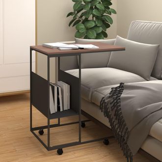 vidaXL Vidaxl - Tavolino Con Ruote Nero 55x36x63,5 Cm In Legno Multistrato