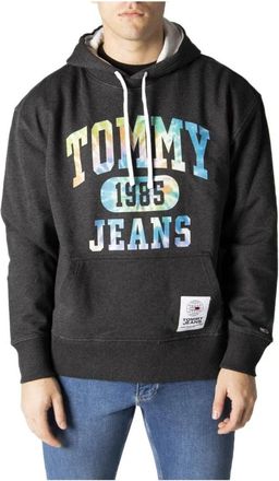 Tommy Jeans Zwart Gedrukte Hoodie Lente/Zomer - Heren - Hoodies - Zwart - XS - Katoen - Hoodies & sweatvesten