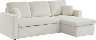 Sweeek Sweeek - 3-seater large corduroy corner sofa bed, Ida, 219x132.5x84 cm
