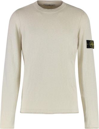 Stone Island Crew-neck katoenmix trui - Heren - Ronde hals truien - Beige - 3XL - Katoen - Truien & Vesten