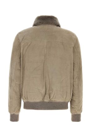 Moorer Mens Dove Grey Suede Antenore Dow Jacket Tortora Giubbini