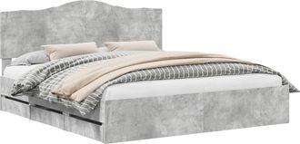 vidaXL Estructura De Cama Gris Concreto 200 X 200 Cm Madera Ingenieril Vidaxl