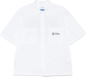 Off-white Short Sleeve Shirts, male, White, Size: S Shirt with embroidery